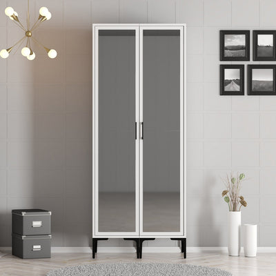 armadio da camera ingresso 2 ante colore bianco con specchio 