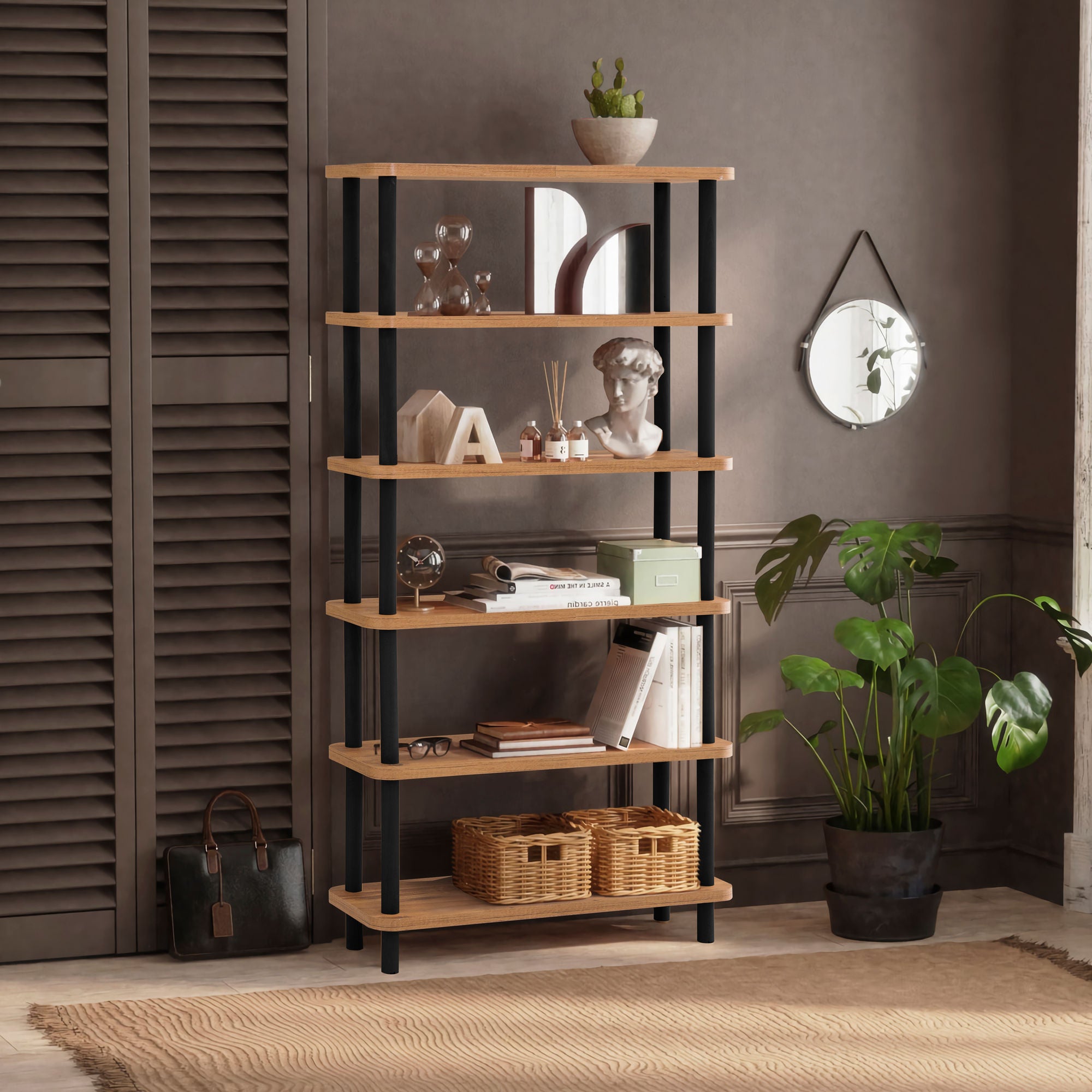 Libreria Stretta 60x200 cm, 3 Cassetti, 3 Nicchie, Legno Composito, Colore Legno | Leroy Merlin Libreria Stretta 60x200 cm, 3 Cassetti, 3 Nicchie, Legno Composito, Colore Legno | Leroy Merlin