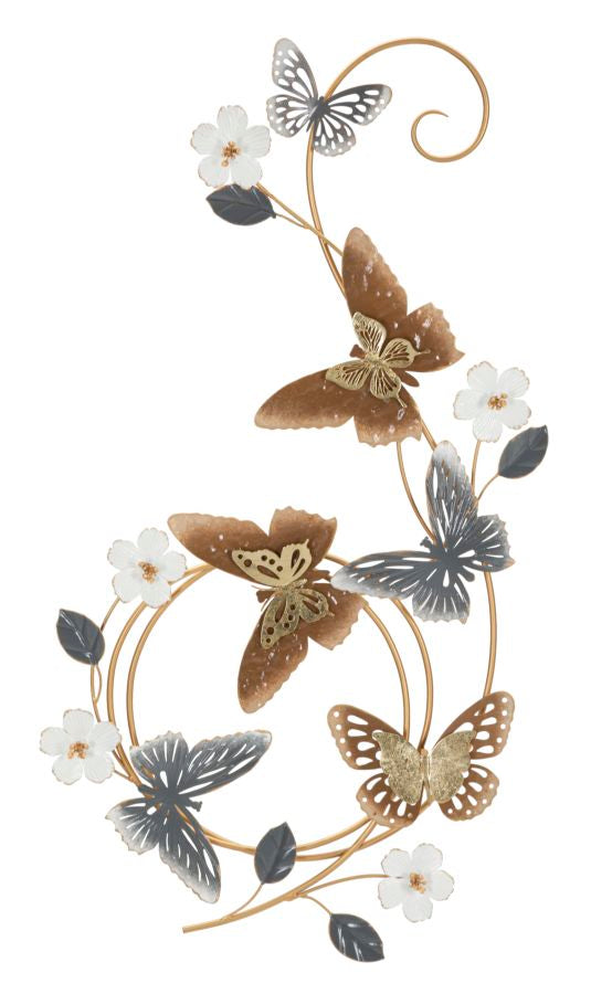 Pannello decorativo da parete con farfalle e fiori in metallo 3D – Colly  Shop