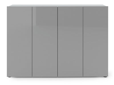 Set ingresso moderno armadio e scarpiera grigio lucido con specchio