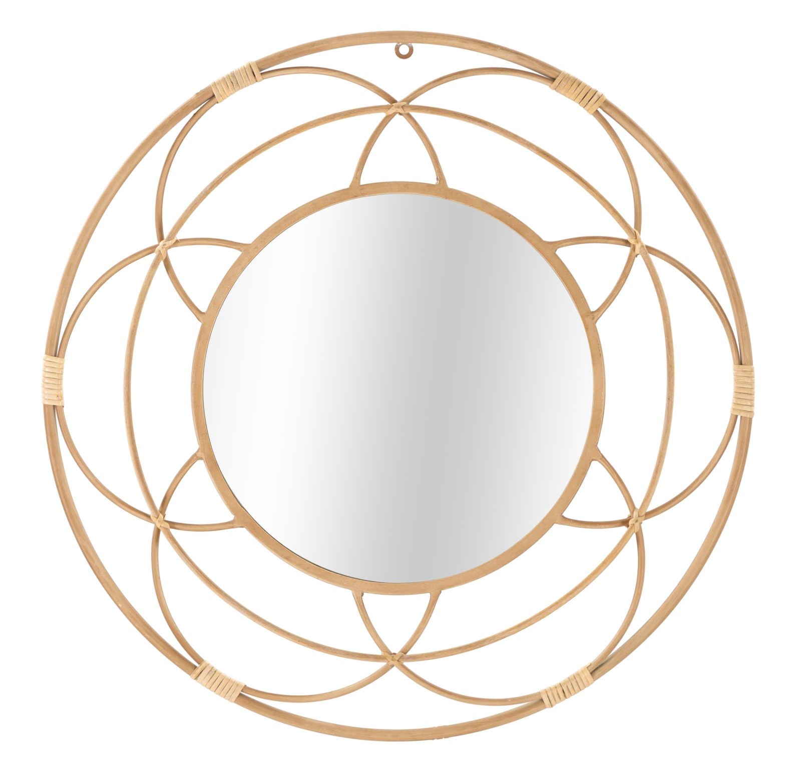 Specchio rotondo cornice in metallo effetto rattan cm 60x3 – Colly Shop