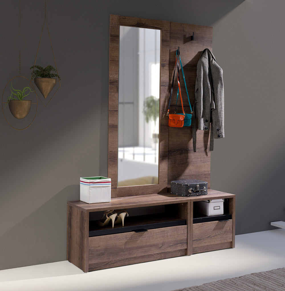 Mobiletto consolle ingresso in legno design con cassetto e specchio – Colly  Shop