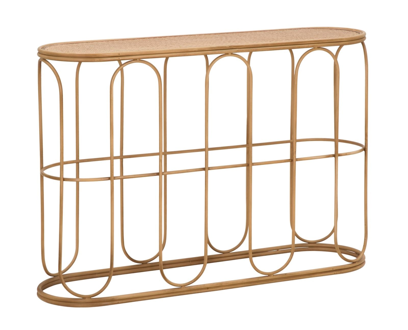 Casâme Consolle Ingresso Con 2 Cassetti In Rattan E Metallo - Stile Industriale, Legno Chiaro, 100x35x80 Cm - 4