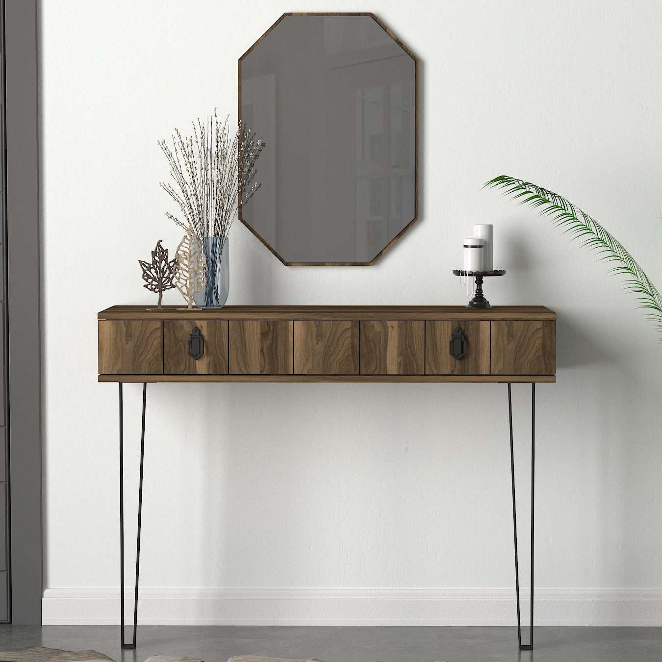Mobiletto consolle ingresso in legno design con cassetto e specchio – Colly  Shop