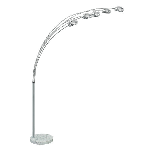 Lampada A Terra Ad Arco Con Base In Marmo Rame E Paralume In Cotone Nero – Moderna E Design