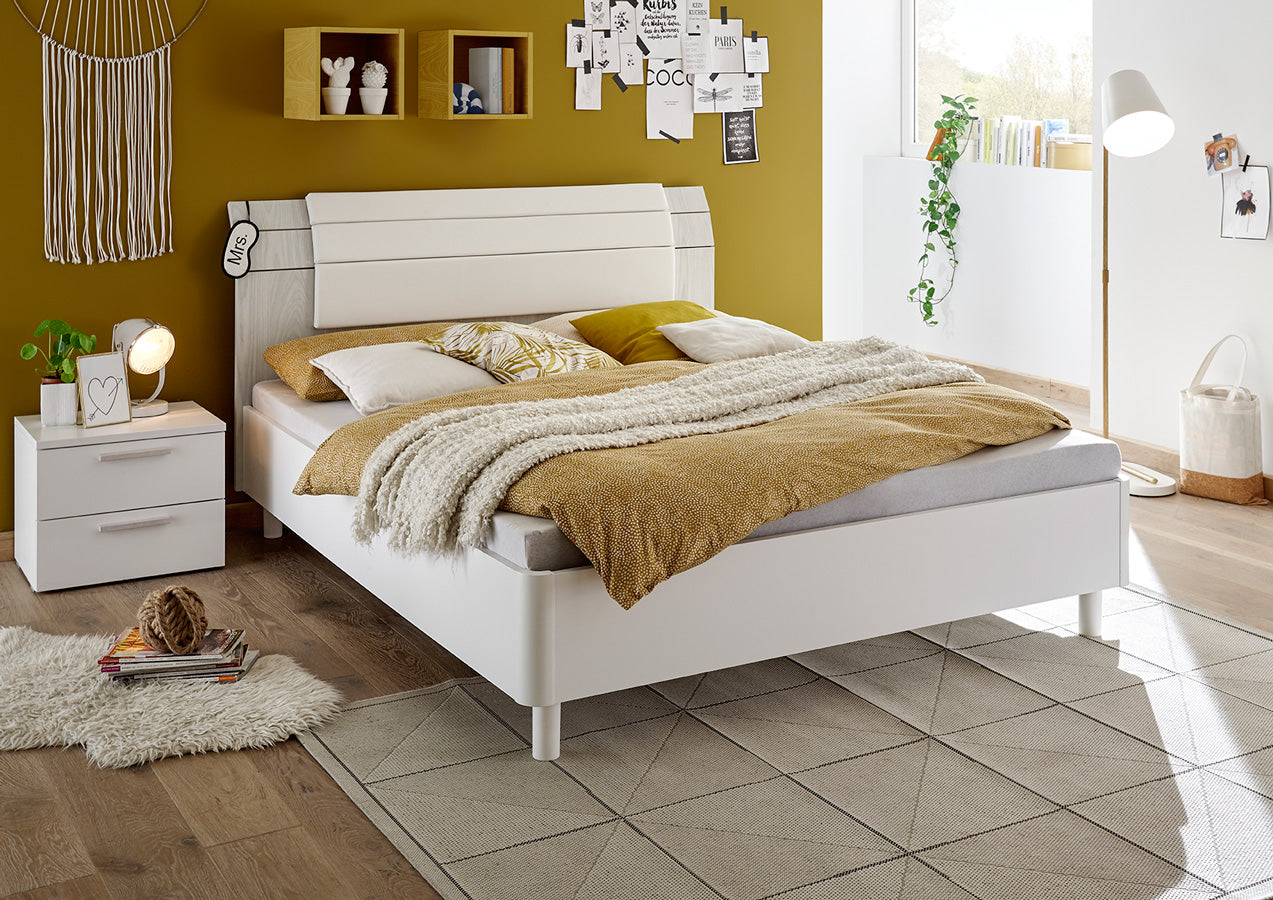 Letto in legno 1 piazza e mezza testiera a doghe con cuscino vari colori – Colly  Shop