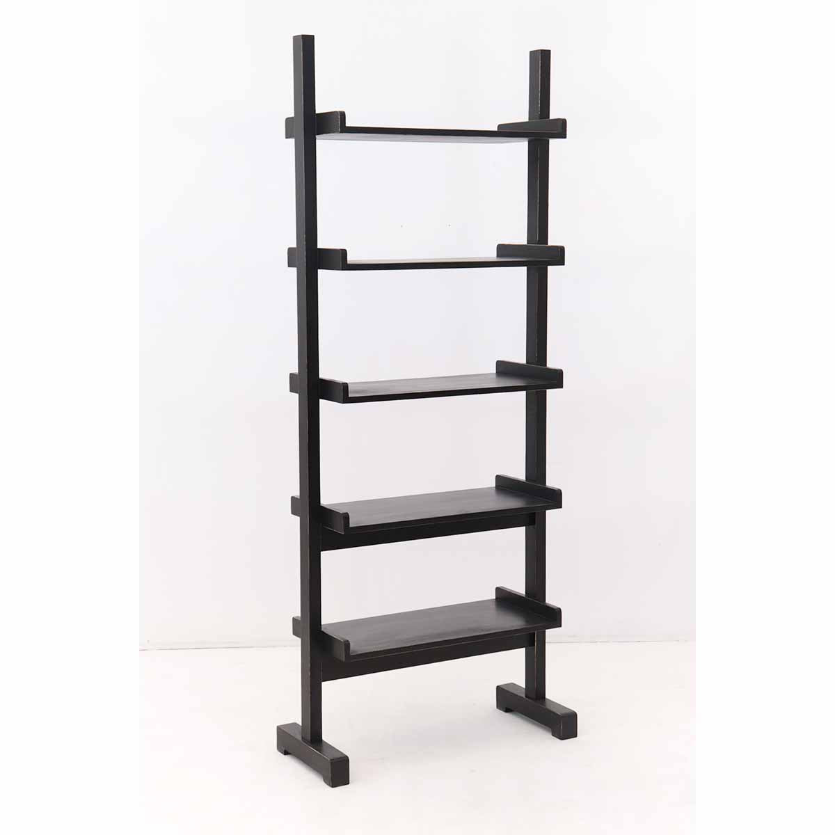 Libreria scaffale con 5 ripiani in legno massello colore nero cm 85x35 –  Colly Shop