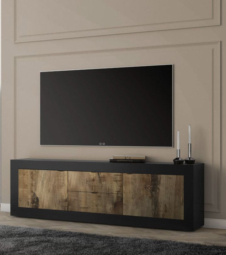 Mobile tv alto zona giorno in legno pero e nero – Colly Shop