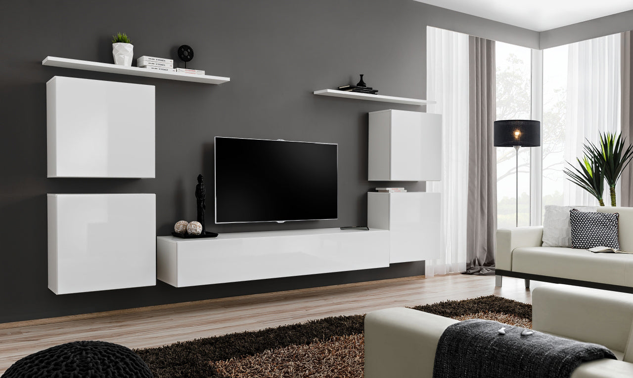 Parete design moderno per soggiorno bianco nero e grigio – Colly Shop