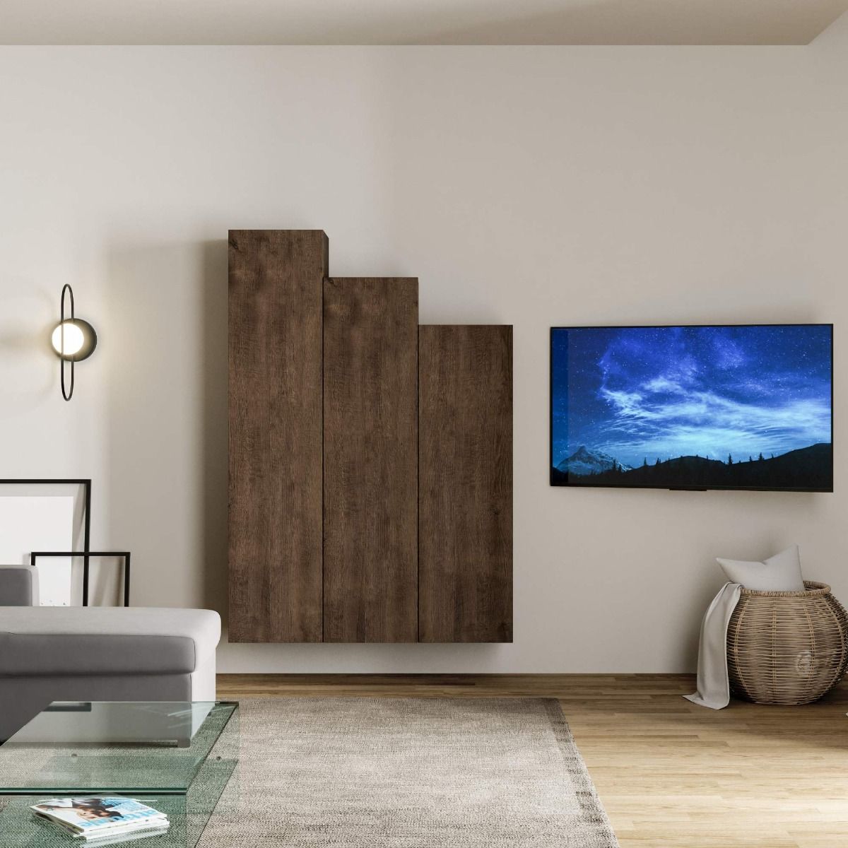 Set pensili per ingresso o soggiorno design moderno in legno noce – Colly  Shop