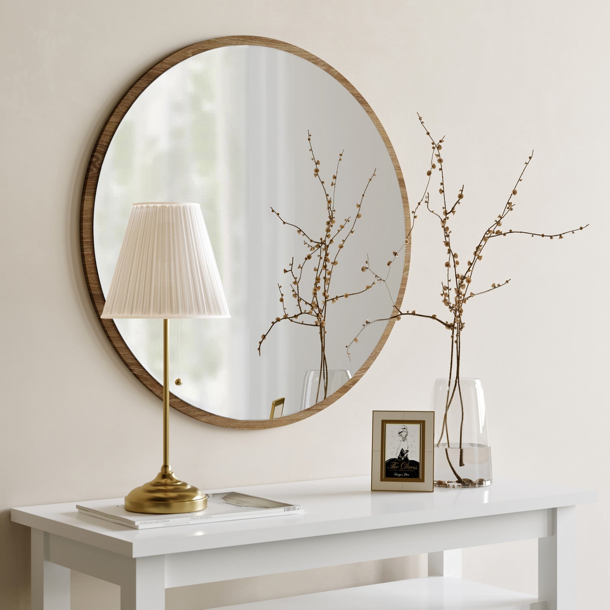 Specchio da parete design rotondo in legno moderno decorativo – Colly Shop