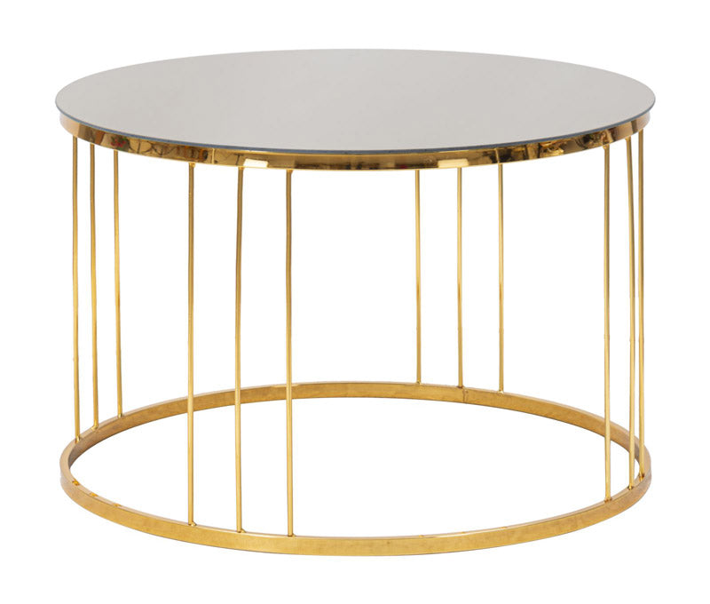 Tavolino alto da bar tondo moderno in metallo dorato e vetro cm 70x103 –  Colly Shop