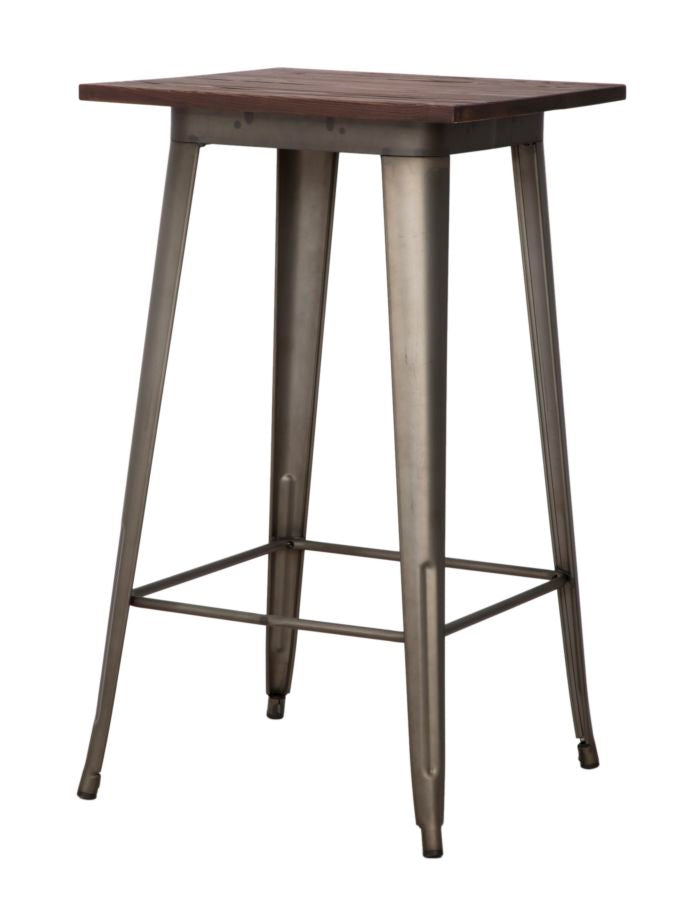 Tavolino industriale da bar alto con piano in legno di olmo e gambe in –  Colly Shop