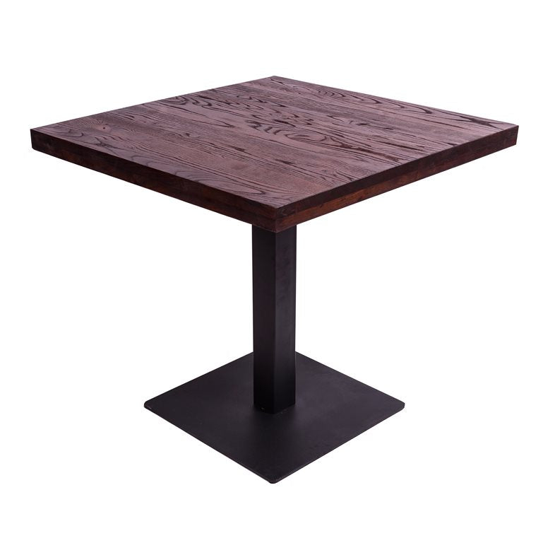 Tavolo quadrato contract gamba centrale in ferro piano in legno cm 80x –  Colly Shop