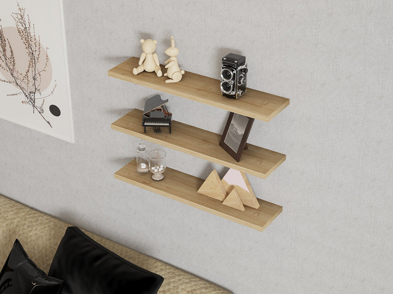 Mensola da muro design 3 ripiani sospesi stile moderno ed elegante - vari colori