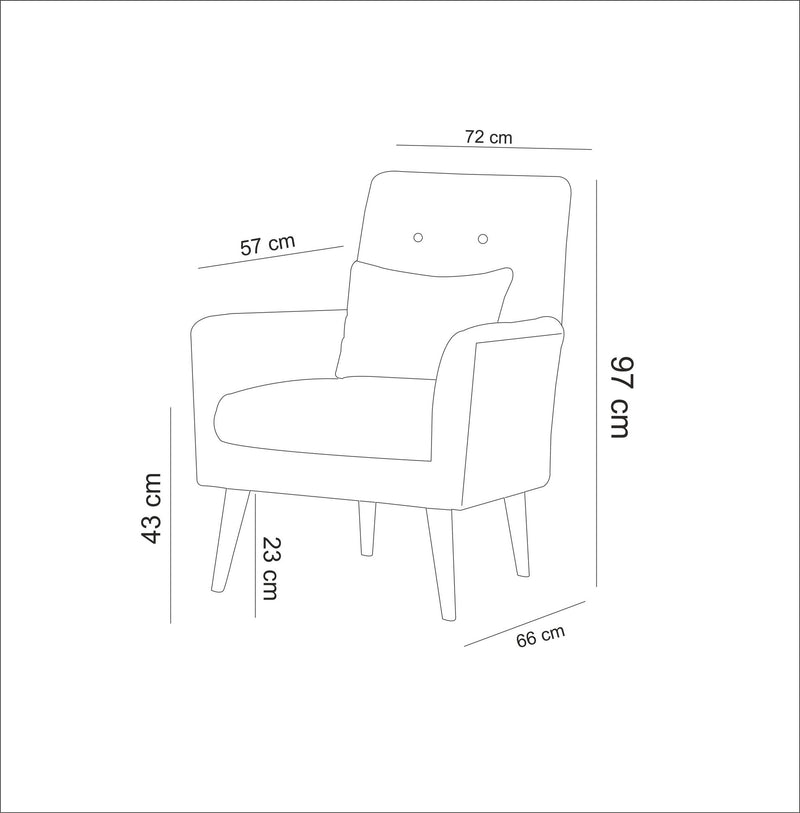 Poltrona imbottita con rivestimento in lino e gambe in legno cm 72x66x97h - vari colori