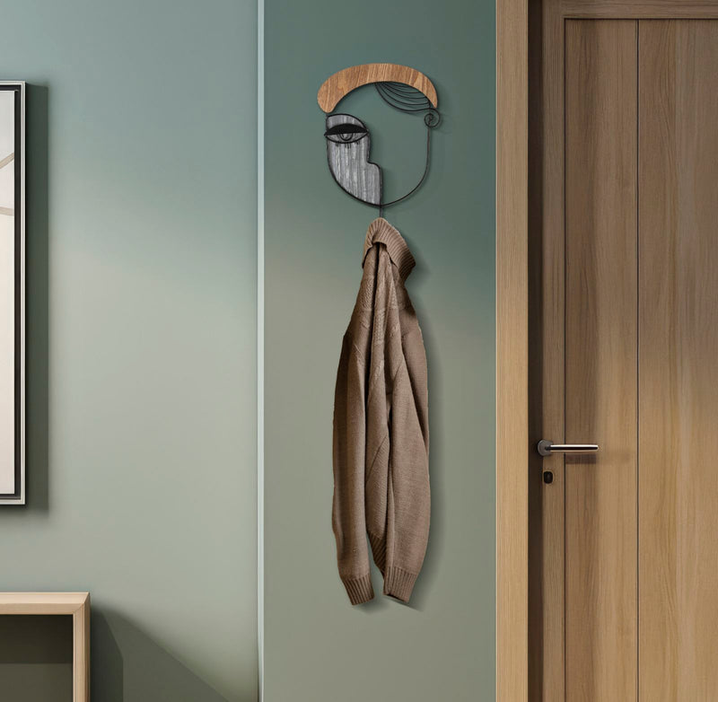 Appendibiati da muro con gancio design moderno in legno e metallo cm 22x6x35h