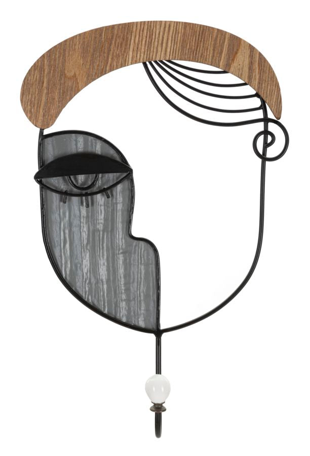 Appendibiati da muro con gancio design moderno in legno e metallo cm 22x6x35h