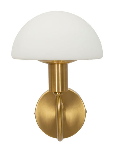 Lampada da parete in metallo oro spazzolato con cuore e cappello in vetro bianco cm 23x15x22h