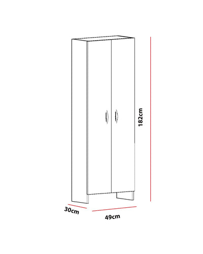 Armadietto dispensa con 6 ripiani interni colore bianco maniglie argento cm 49x30x182h