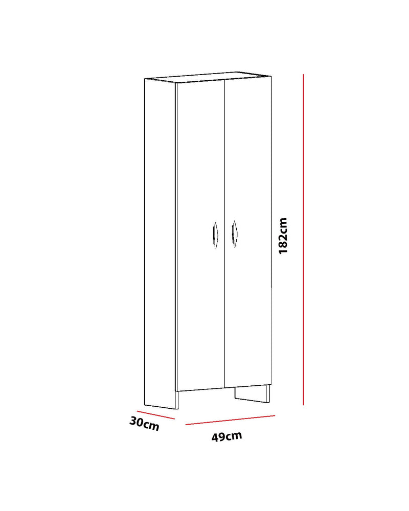 Armadietto dispensa con 6 ripiani interni colore bianco maniglie argento cm 49x30x182h