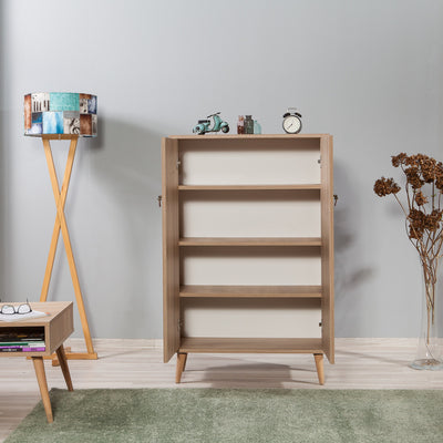 Mobile armadietto con ripiani in legno 2 ante decorate fantasia a righe cm 80x36x127h