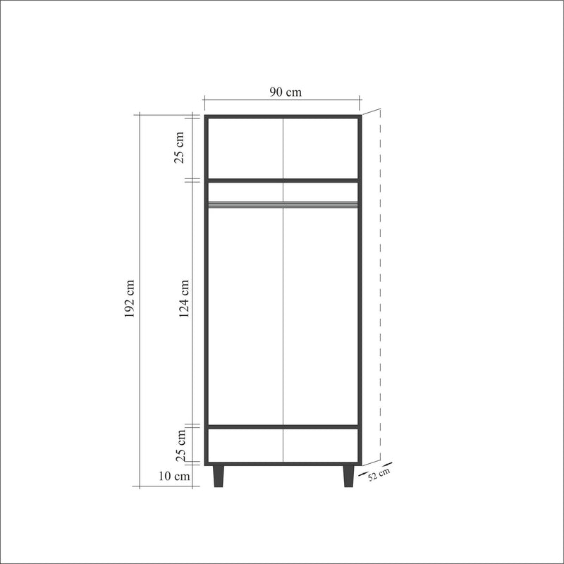 Armadio 2 ante da camera in legno colore quercia decorazione albero cm 90x52x192h
