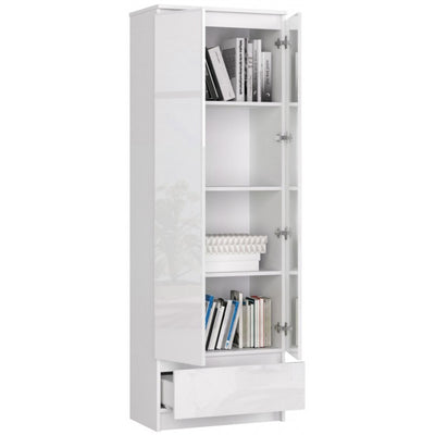 Kandir - Armadio con ripiani moderno 2 ante e cassetto in legno cm 60x35x180h - vari colori
