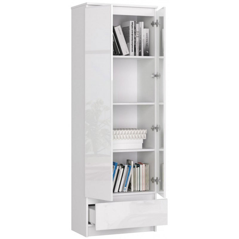 Kandir - Armadio con ripiani moderno 2 ante e cassetto in legno cm 60x35x180h - vari colori