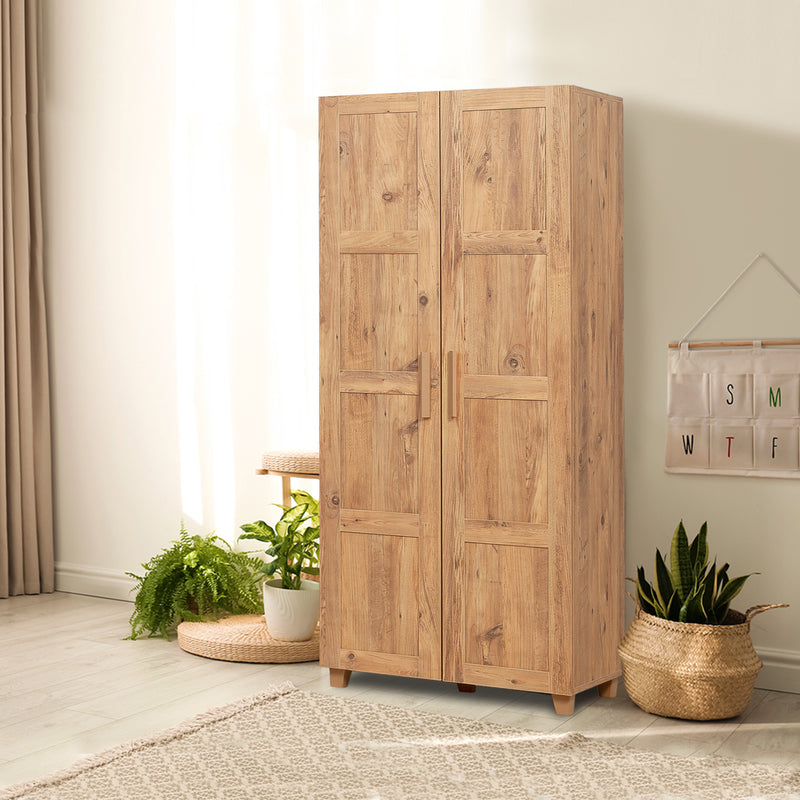 Armadio in legno 2 ante da camera con appendiabiti cm 80x48x182h