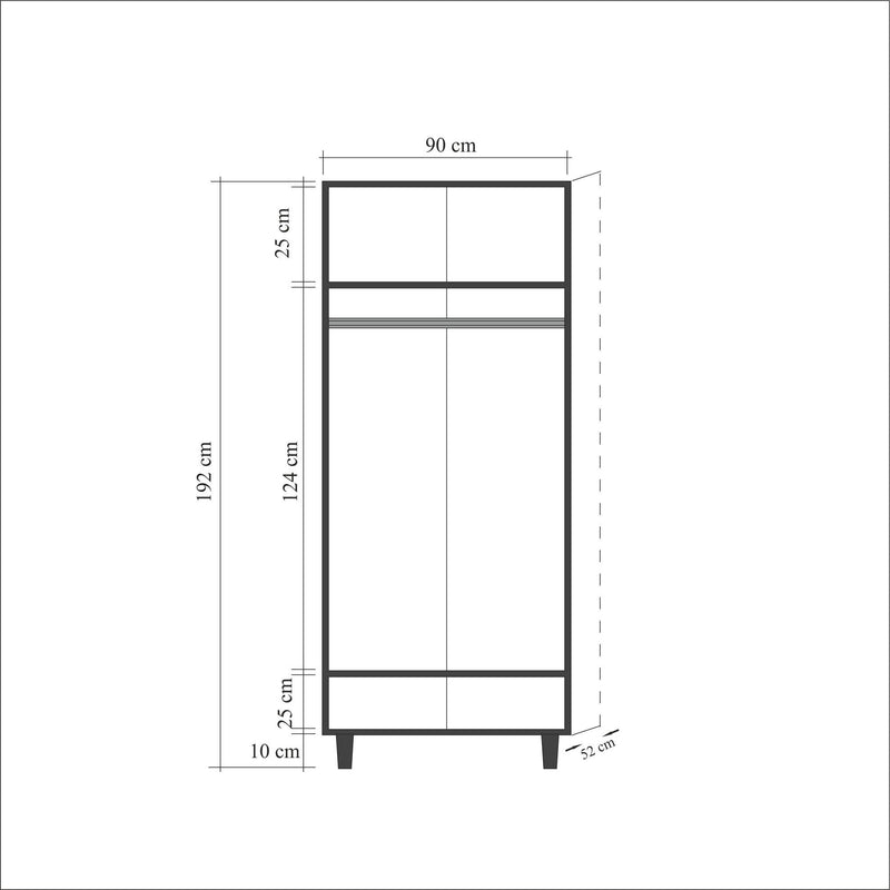 Armadio 2 ante in legno quercia frontale decorazione blu con cornicette cm 90x52x192h