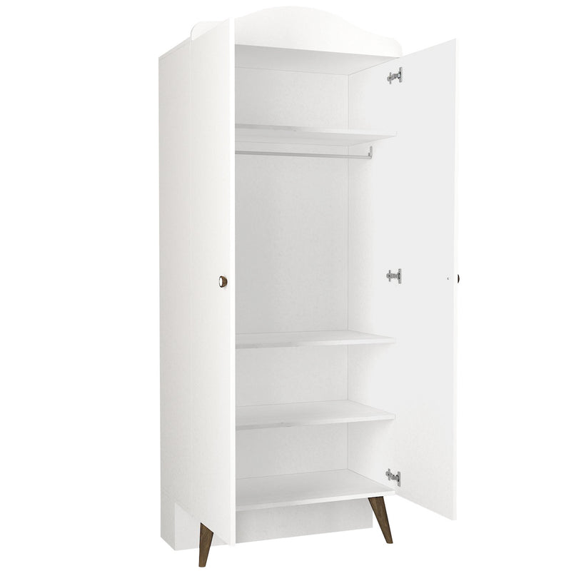 Armadio alto a due ante con asta appendiabiti colore bianco cm 90x45x218h
