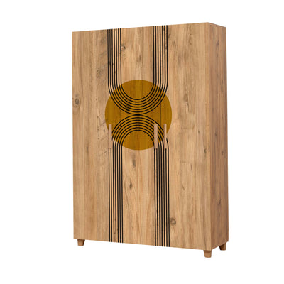 Armadio alto a tre ante con asta appendiabiti fantasia sole stilizzato cm 120x48x189h