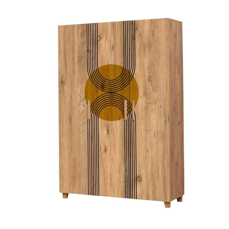 Armadio alto a tre ante con asta appendiabiti fantasia sole stilizzato cm 120x48x189h