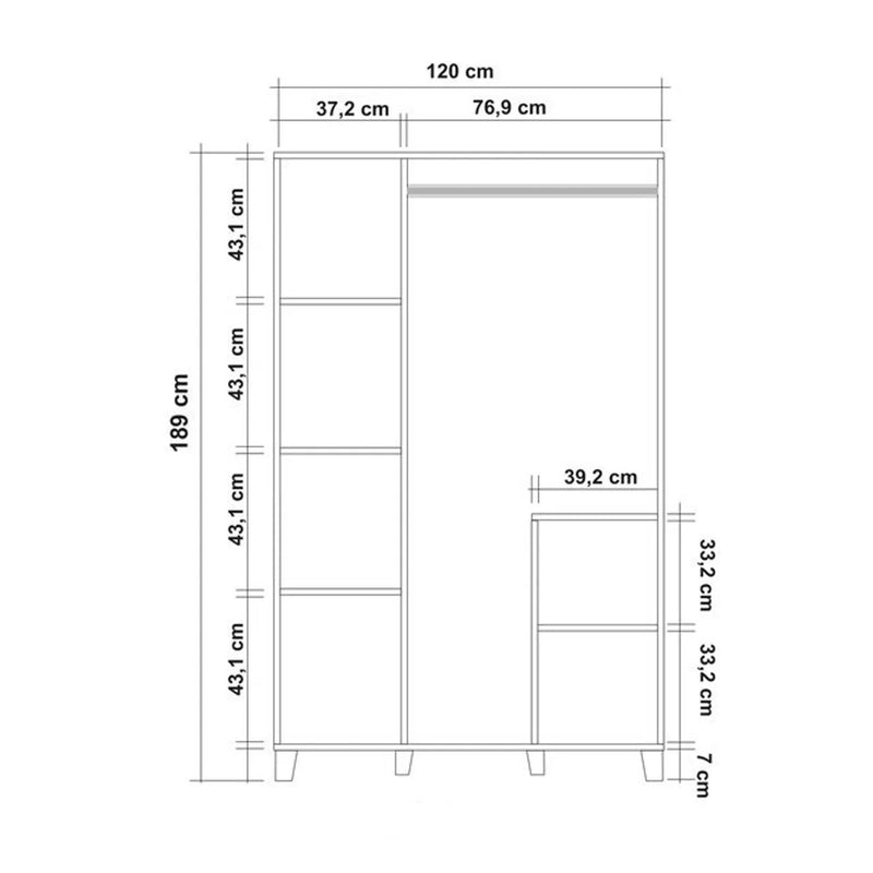 Armadio alto a tre ante con asta appendiabiti fantasia sole stilizzato cm 120x48x189h
