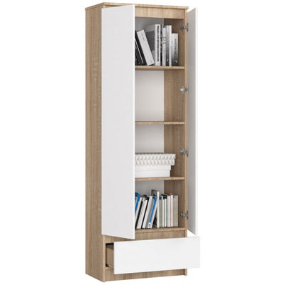 Dimat - Armadio moderno con ripiani 2 ante e cassetto cm 60x35x180h - vari colori
