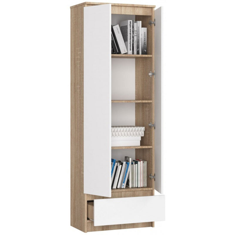 Dimat - Armadio moderno con ripiani 2 ante e cassetto cm 60x35x180h - vari colori