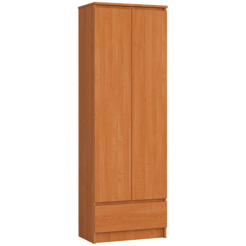 armadio moderno in legno colore noce con ripiani interni 2 ante e cassetto