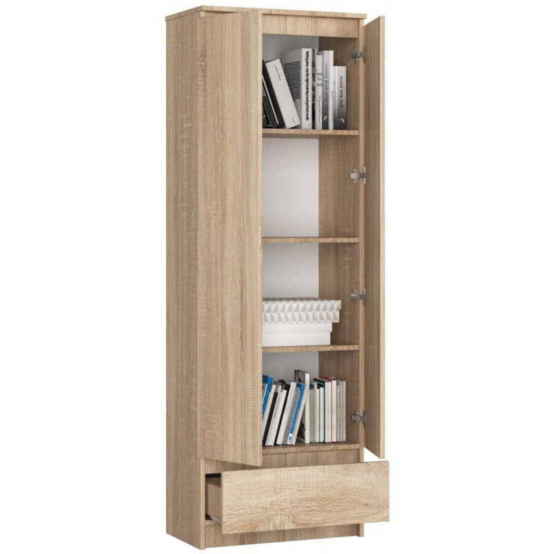 Dimat - Armadio moderno con ripiani 2 ante e cassetto cm 60x35x180h - vari colori