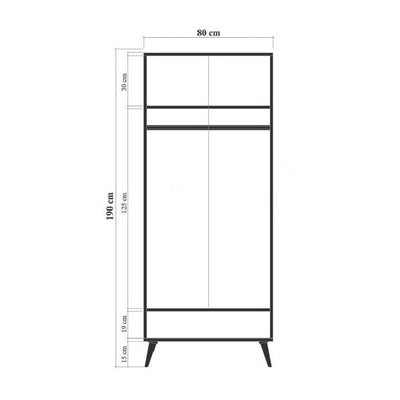 Armadio per cameretta bambini 2 ante con dinosauro cm 80x45x190h