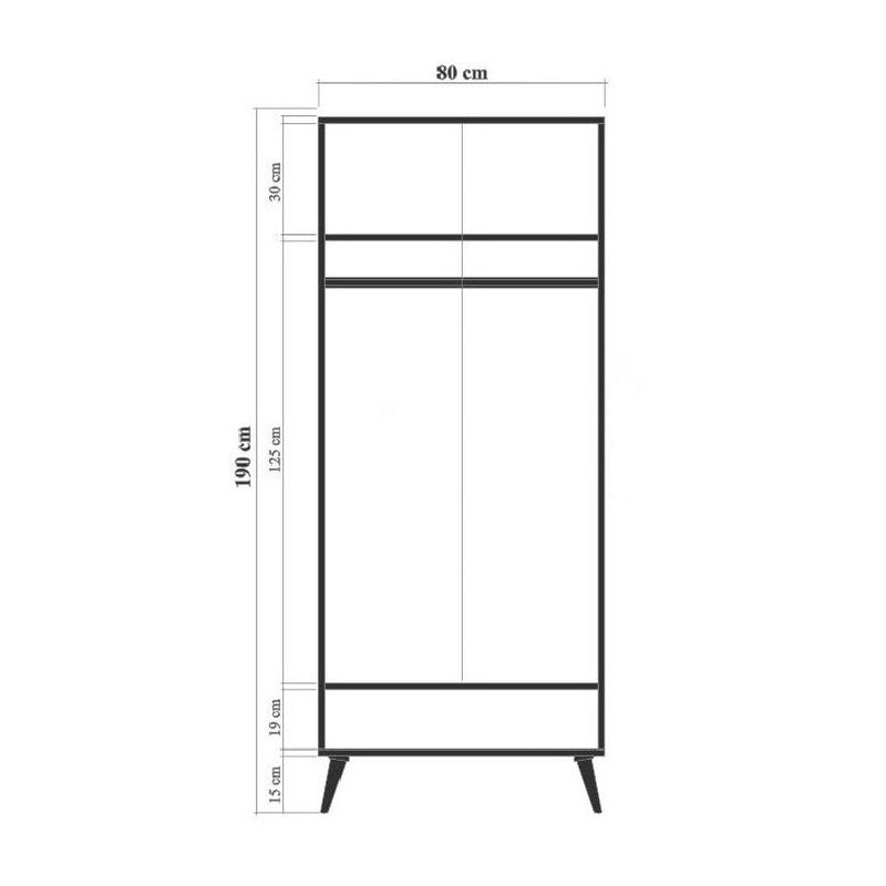 Armadio per cameretta bambini 2 ante con dinosauro cm 80x45x190h