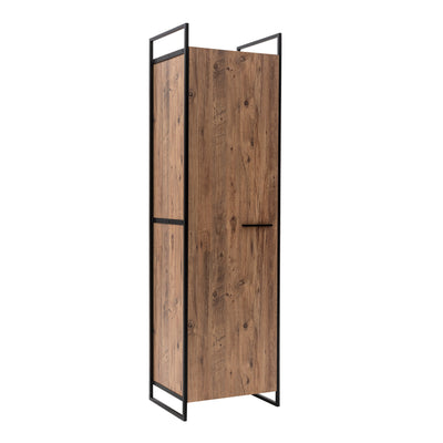 Armadio ingresso stile industriale in legno e metallo con appendiabiti cm 64x52x225h