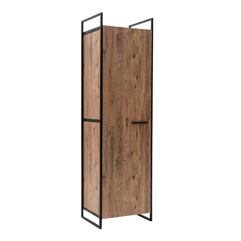 Armadio ingresso stile industriale in legno e metallo con appendiabiti cm 64x52x225h