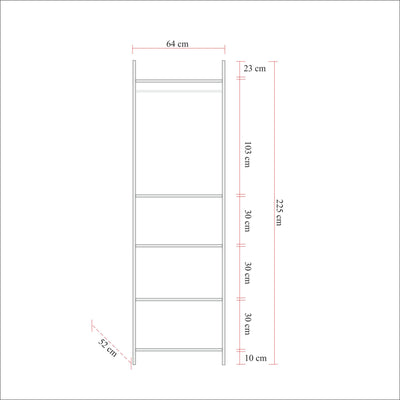 Armadio ingresso stile industriale in legno e metallo con appendiabiti cm 64x52x225h