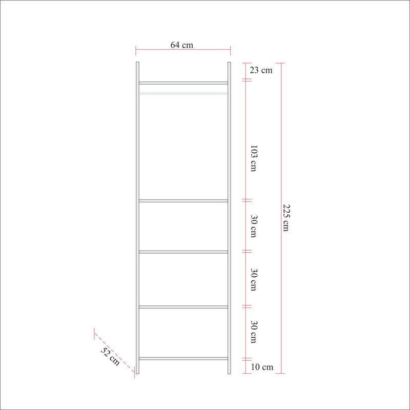 Armadio ingresso stile industriale in legno e metallo con appendiabiti cm 64x52x225h