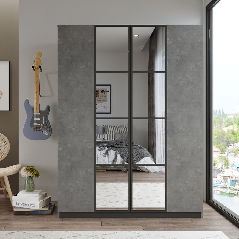 Armadio zona notte moderno 2 ante a specchio e asta appendiabiti cm 138x50x184h - vari colori