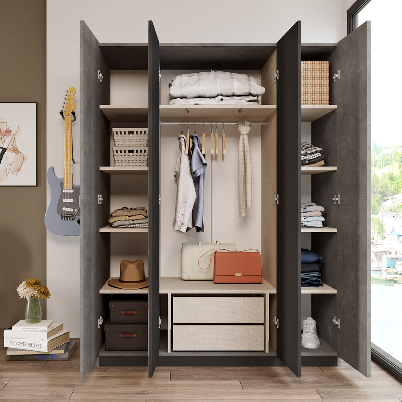 Armadio zona notte moderno 2 ante a specchio e asta appendiabiti cm 138x50x184h - vari colori