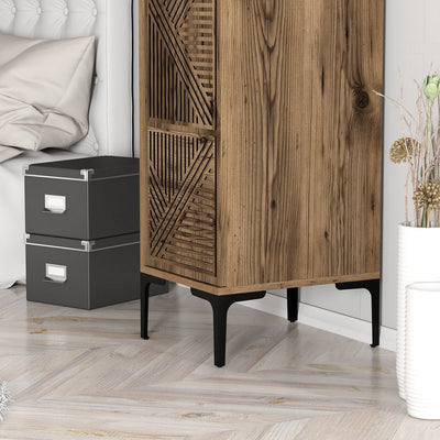 Armadio alto a colonna da ingresso in legno noce decorato cm 40x47x201h