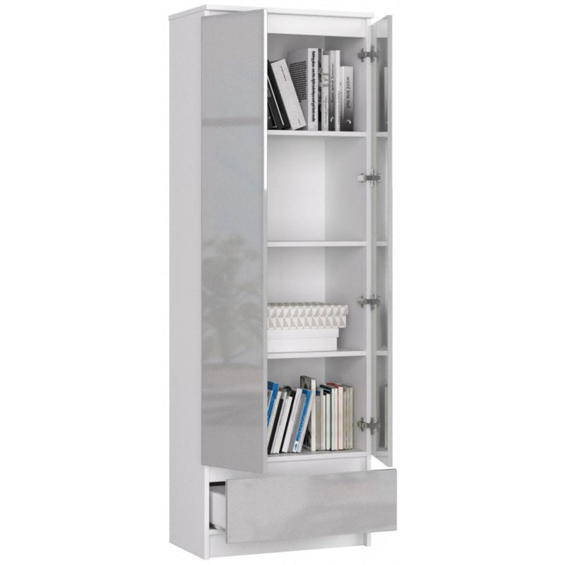 Kandir - Armadio con ripiani moderno 2 ante e cassetto in legno cm 60x35x180h - vari colori