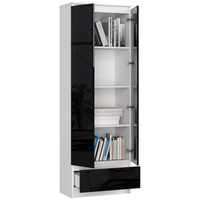 Kandir - Armadio con ripiani moderno 2 ante e cassetto in legno cm 60x35x180h - vari colori